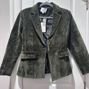 Dark Olive Green Greylin Brand Velour Blazer